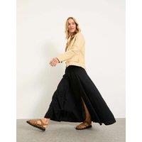 FatFace Pure Cotton Side Split Midi A-Line Skirt Black