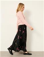 FatFace Floral Midi A-Line Skirt Black Mix