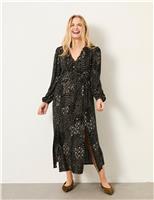 Floral Tie Neck Midi Skater Dress