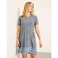 FatFace Cotton Rich Jersey Floral Mini Shift Dress Blue Mix