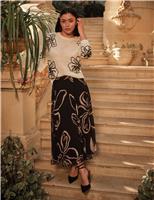 Floral Midi A-Line Skirt