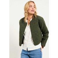 FatFace Pure Cotton Floral Quilted Jacket Khaki