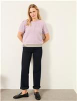 FatFace Textured Crew Neck Knitted Top Lilac