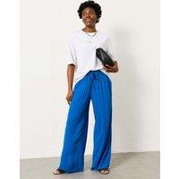 FatFace Drawstring Wide Leg Palazzo Trousers Blue