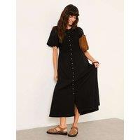 FatFace Cotton Rich Midi Waisted Dress Black