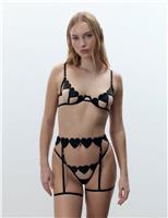 Bluebella Gia Satin Heart Suspender Black