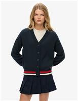 Pure Cotton Stripe Detail Knitted Cardigan