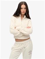 Superdry & Co Cable Knit Half Zip Jumper with Wool White
