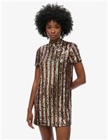 Sequin Mini Relaxed T-Shirt Dress