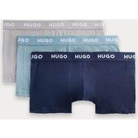 Hugo 3 Pack Cotton Stretch Logo Waistband Trunks Blue Mix