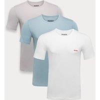 Hugo 3 Pack Pure Cotton Logo T-Shirts Blue Mix