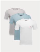 Hugo 3 Pack Pure Cotton Logo T-Shirts Blue Mix
