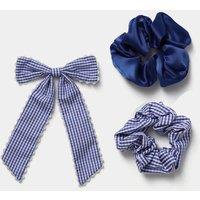 M&S Back To School Scallop Bow & Scrunchie Navy