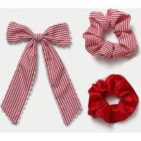 M&S Back To School Scallop Bow & Scrunchie Red