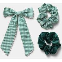 M&S Back To School Scallop Bow & Scrunchie Green