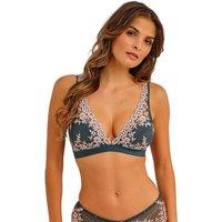 Wacoal Embrace Floral Lace Non Wired Plunge Bra Grey Mix