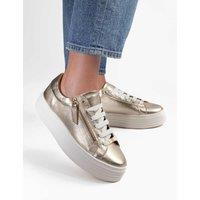 Jones Bootmaker Leather Chunky Platform Trainers Gold