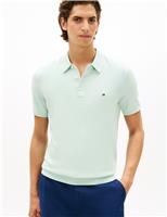 Tommy Hilfiger Pure Cotton Knitted Polo Shirt Light Green