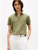 Cotton Rich Textured Half Zip Polo Shirt