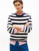 Tommy Hilfiger Pure Cotton Striped Crew Neck Jumper Navy Mix