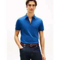 Tommy Hilfiger Cotton Rich Textured Half Zip Polo Shirt Blue