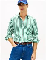 Tommy Hilfiger Regular Fit Pure Cotton Striped Shirt Blue Mix
