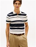 Tommy Hilfiger Cotton Rich Pique Striped Polo Shirt White Mix