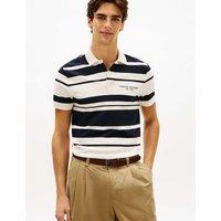 Tommy Hilfiger Cotton Rich Pique Striped Polo Shirt White Mix
