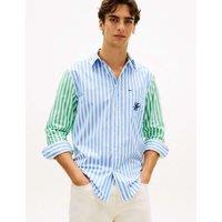 Tommy Hilfiger Regular Fit Pure Cotton Striped Shirt Blue Mix