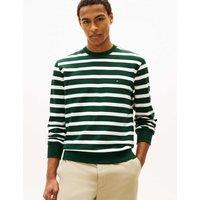 Tommy Hilfiger Pure Cotton Striped Crew Neck Sweatshirt Green Mix