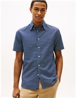 Regular Fit Linen Blend Geometric Shirt