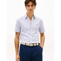 Tommy Hilfiger Regular Fit Linen Blend Geometric Shirt White Mix
