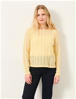 FatFace Cotton Rich Lace Embroidered 2 in 1 Top Yellow