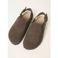 FatFace Suede Buckle Flat Clogs Chocolate
