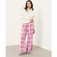 FatFace Pure Cotton Checked Heart Pyjama Bottoms Pink Mix