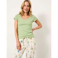 FatFace Cotton Rich Pointelle Pyjama Top Green