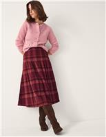 Pure Cotton Checked Pleated Midi Skirt