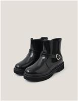 Kids Patent Glitter Ankle Boots (7 Small - 4 Large)