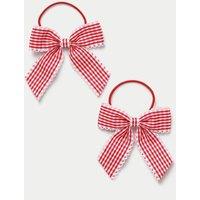 Back To School Scallop Bow Ponios 2 Pack Red