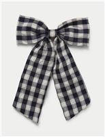 Navy and Neutral Gingham Large Bow