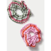 M&S Ric Rac Gingham Scrunchie Multi