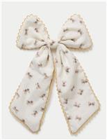 Cream Print Large Bow