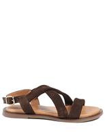 Jones Bootmaker Wide Fit Suede Buckle Flat Sandals Chocolate