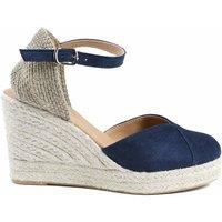 Jones Bootmaker Ankle Strap Wedge Closed Toe Espadrilles Navy