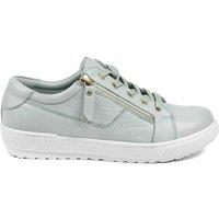 Jones Bootmaker Wide Fit Leather Metallic Side Zip Trainers Mint