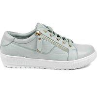 Jones Bootmaker Wide Fit Leather Metallic Side Zip Trainers Mint