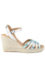 Jones Bootmaker Leather Metallic Strappy Wedge Espadrille Sandals Metallic