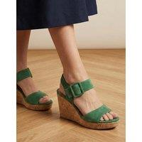 Jones Bootmaker Suede Wedge Sandals Green