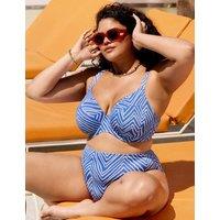 Elomi Fiji Falls Striped High Waisted Bikini Bottoms Blue Mix
