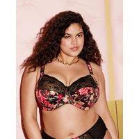 Elomi Morgan Floral Lace Wired Full Cup Bra (DD-KK) Black Mix